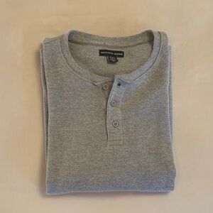 Saks Fifth Avenue Light Gray Henley Shirt